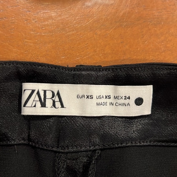 Zara black satin wide leg trouser pants with rhinestones XS NWT - Picture 7 of 10